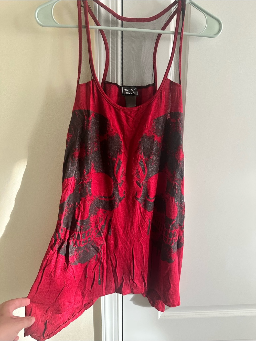 Red Skull Print Strappy Tank Top